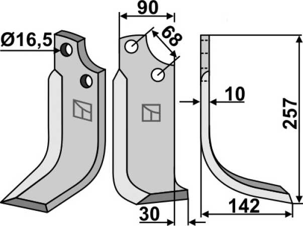 Fräsmesser 257x90mm, rechts